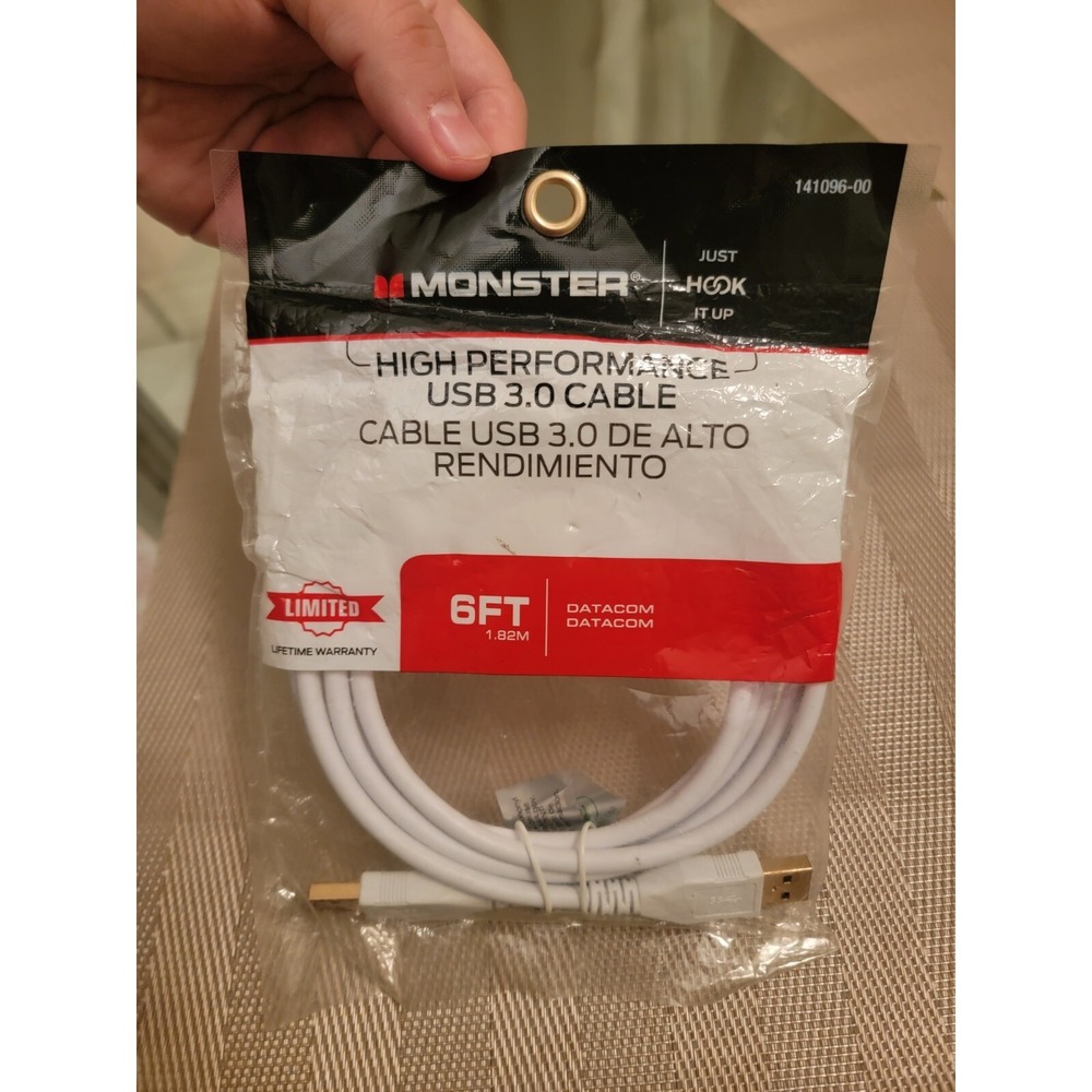 Monster 6FT 1.82M High Performance USB 3.0 Datacom Cable (White)